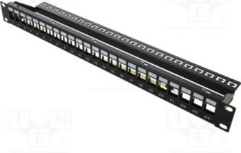 Patch panel; Keystone; RACK; black; rack