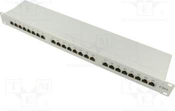 Patch panel; RACK; grey; RJ45 socket