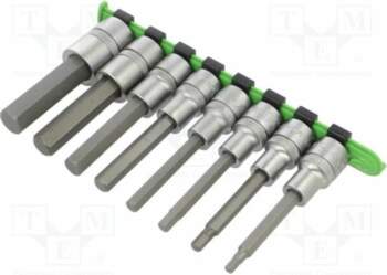 Socket: hex key-bit-set; socket spanner; Chrom-vanadium