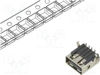 GCT Connector: USB A; socket; THT