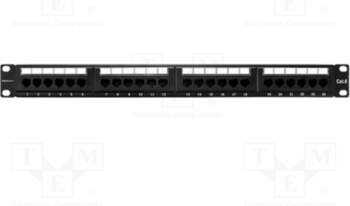 Patch panel; RACK; black; RJ45 socket