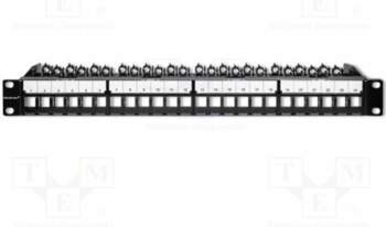 Patch panel; RACK; black; RJ45 socket