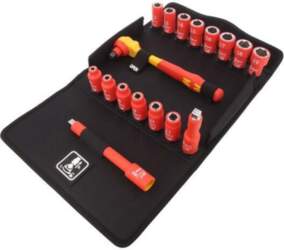 Wrench-set; socket bits; 3/8"; 1kV; 17pcs
