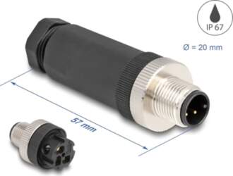 Delock M12 Connector A-coded 3 pin