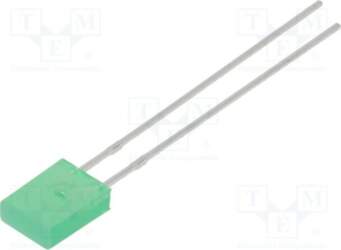 LUMEX LED; green; rectangular; 2x5x7mm; 10mcd