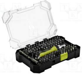 Tools set: screwdriver bits; plastic cassette