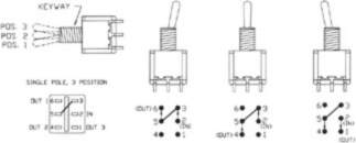 VERTICAL TOGGLE SWITCH 3-WAY DPDT ON-ON-ON