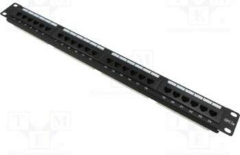 Patch panel; RACK; black; RJ45 socket
