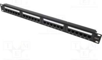 Patch panel; RACK; black; RJ45 socket