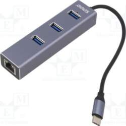 SAVIO Hub USB; RJ45 socket,USB