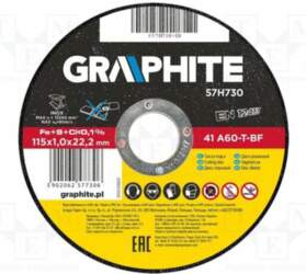 GRAPHITE Cutting wheel; Ø: 115mm; Disc