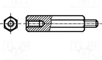 HARWIN Spacer sleeve; 12mm; Int.thread: