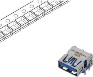 MOLEX Connector: USB A; socket; on