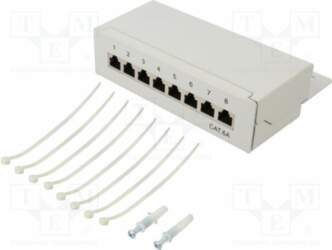 Patch panel; grey; RJ45 socket x8