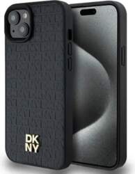 DKNY Leather Monogram Pattern Metal Logo
