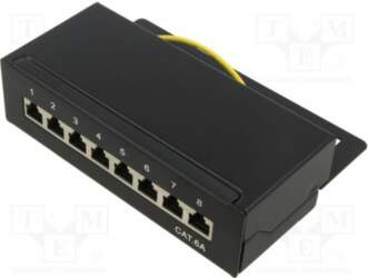 Patch panel; black; RJ45 socket x8