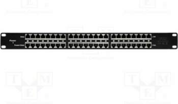 Patch panel; RACK; black; RJ45 socket