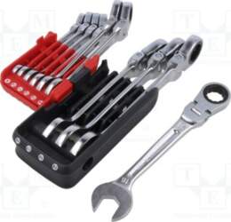 Wrench: combination spanner-set; rattle,with joint