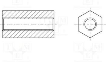 HARWIN Screwed spacer sleeve; hexagonal; polyamide