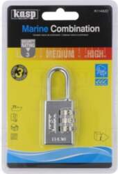 KASP Padlock; shackle,combination code; stainless