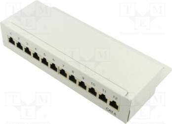Patch panel; grey; RJ45 socket x12