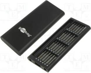 Tools set: screwdriver bits; plastic cassette