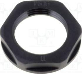 Nut; PG7; polyamide; 19mm; black; Thread: