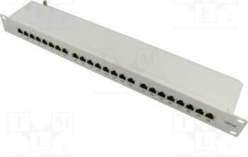 Patch panel; RACK; white; RJ45 socket
