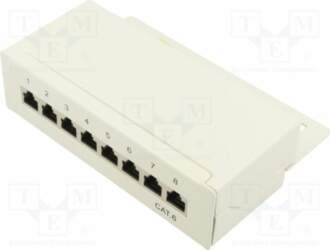 Patch panel; white; RJ45 socket x8