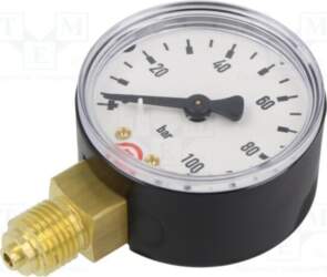 PNEUMAT Manometer; 0÷100bar; bottom connection; Thread: