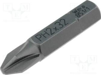 Screwdriver bit; Phillips; PH2; 1/4"; Overall