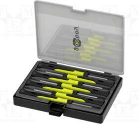 Tools set: screwdriver bits; plastic cassette