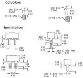 VERTICAL SUBMINIATURE TOGGLE SWITCH (PCB NO