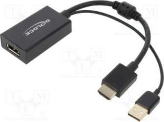 Adapter; DisplayPort socket,HDMI plug,USB