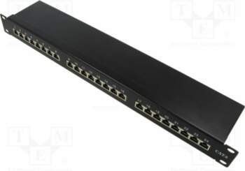 Patch panel; RACK; black; RJ45 socket