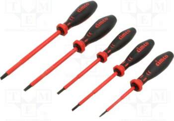 Screwdriver: insulated-set; slot; Features: two-component handle