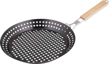 Grill pan with a folding handle-