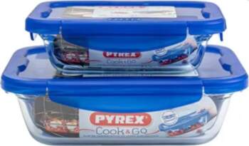 PYREX Glass container with lid 2pcs