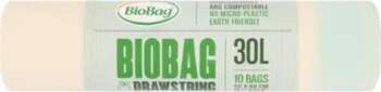 BioBag Drawstring compostable garbage bags, 30L