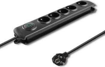 Qoltec 5-socket surge protector, 3m, black