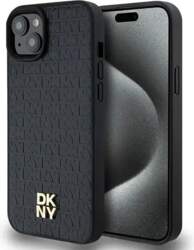 DKNY Leather Monogram Pattern Metal Logo