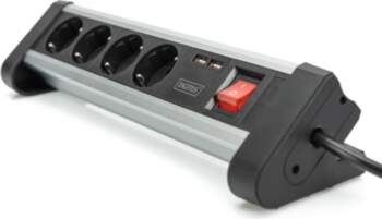 Digitus 4-way socket, 2x USB, aluminum