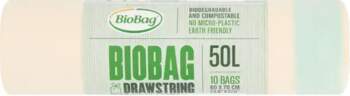 BioBag Drawstring compostable garbage bags, 50L
