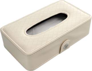 Beige tissue box with strap ()