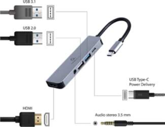 Cablexpert USB Type-C 5-in-1 multi-port adapter