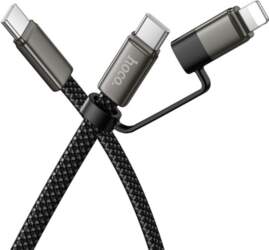 Flat USB-C to USB-C/iP 2-in-1 cable