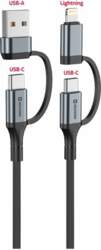 Swissten 4in1 Textile 3A Data Cable