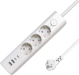 MicroConnect 3-way USB Schuko Power Strip