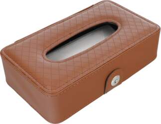 Brown tissue box with strap ()