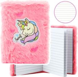 LEAN Plush Notebook Lined Unicorn Pink